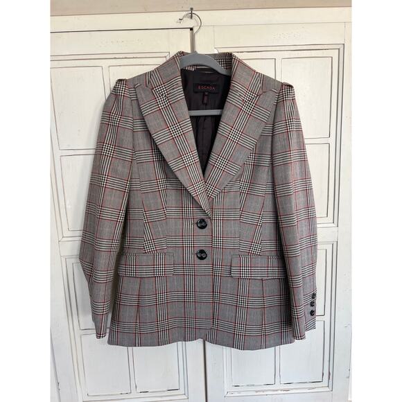 Escada size 36 US 6 or small plaid wool blazer - Picture 1 of 6